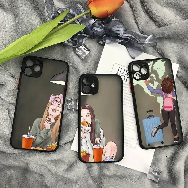 

Girls Bff Best Friends Forever Phone Case matte transparent For iphone 11 12 13 7 8 plus mini x xs xr pro max cover