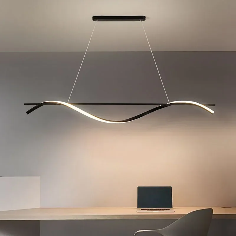 Подвесной светодиодный светильник DINDALLED Wave LED, современный минималистичный изогнутый светильник для обеденного стола, диммируемая подвесная люстра для кухонного острова. (art.: 3920d4f4acdee) - 3920d4f4acdee