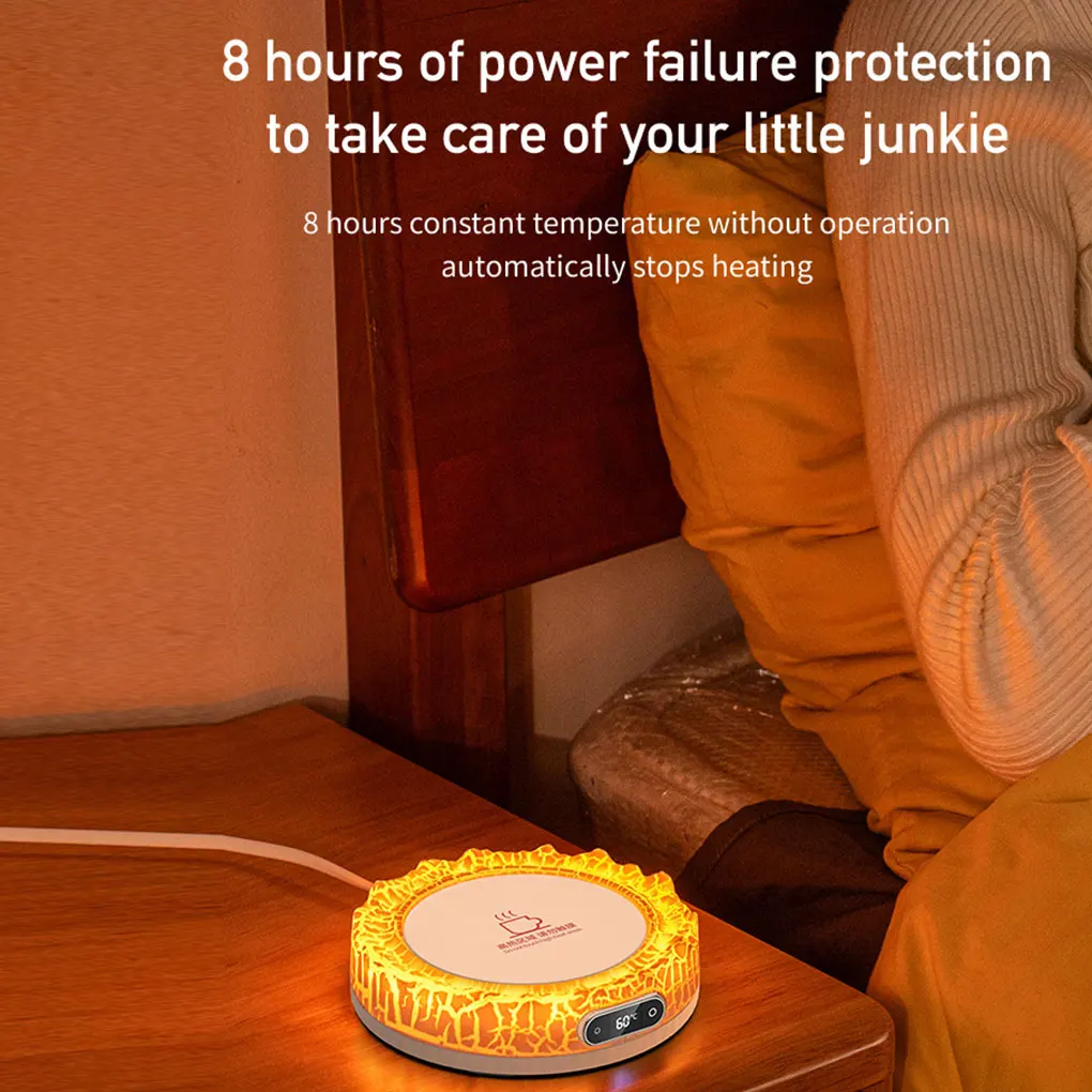 Adjustable Colorful Atmosphere Light Portable Coffee Mug Warmer Lava Heating Constant Temperature Coaster Touch Control