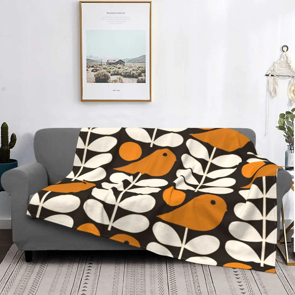 

Flowers Blankets Warm Flannel Mid Century Modern Multi Stem Throw Blanket for Home Bedroom Sofa Couch Super Soft Lightweight