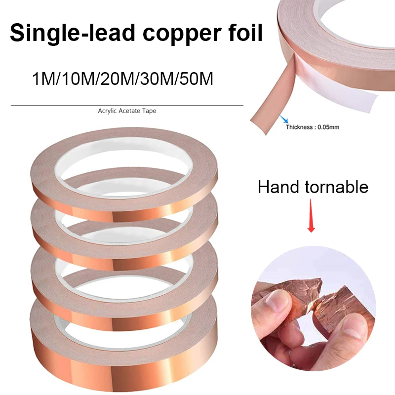 1-50M Mask Electromagnetic Eliminate EMI Anti-static Repair Double /Single Sided Conductive Copper Foil Adhesive Tape