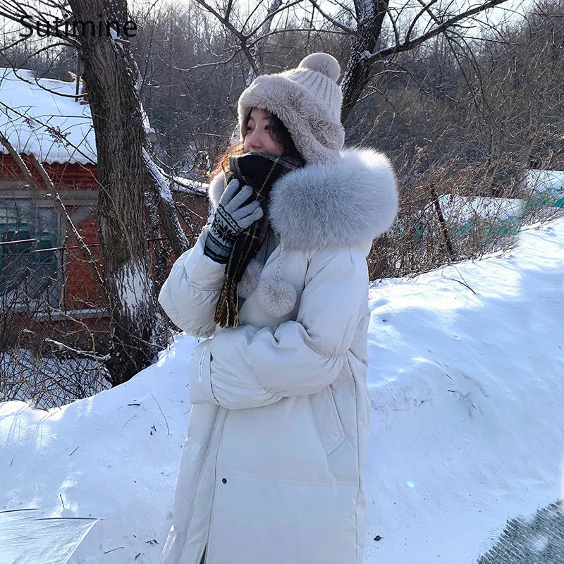 Korean Version Thickened Coat 2022 New Hooded Long Loose Down Jacket Casual Winter Clothes Women Zipper Winter Coat for Women