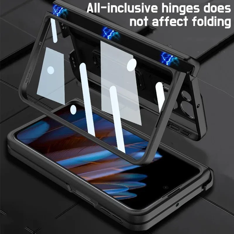 Phone Case For OPPO Find N2 5G Magnetic Hinge Plastic Bracket Housing Shockproof With Outer Screen Protective Film Cover Luxury