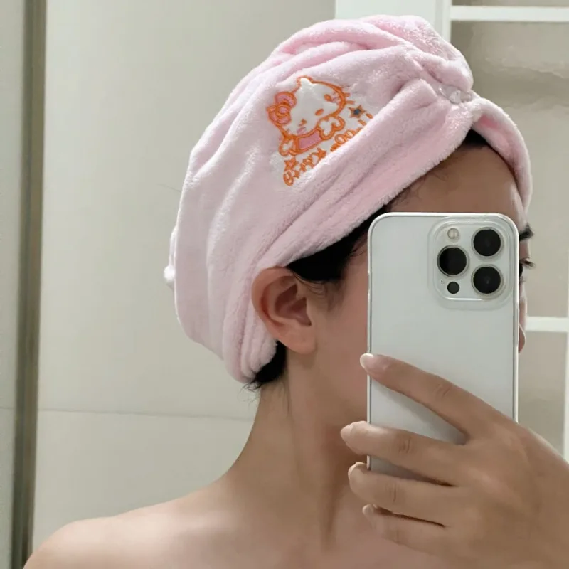 Sanrio Hello Kitty розовое банное полотенце для сушки волос шапочка Kawaii аниме домашнее