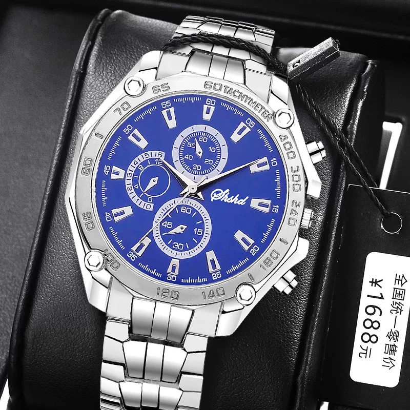 

Мужские деловые кварцевые часы WOKAI с браслетом из нержавеющей стали, роскошные спортивные водонепроницаемые светящиеся часы в стиле ретро