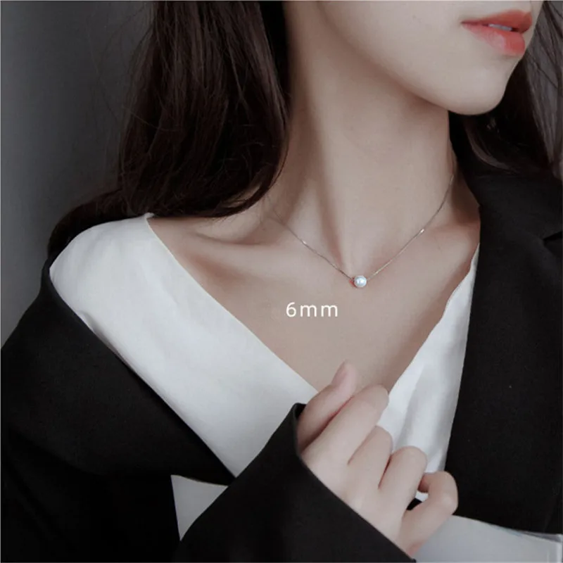 Цепочка-чокер женская из серебра 925 пробы с белым жемчугом 6/8/10 мм |