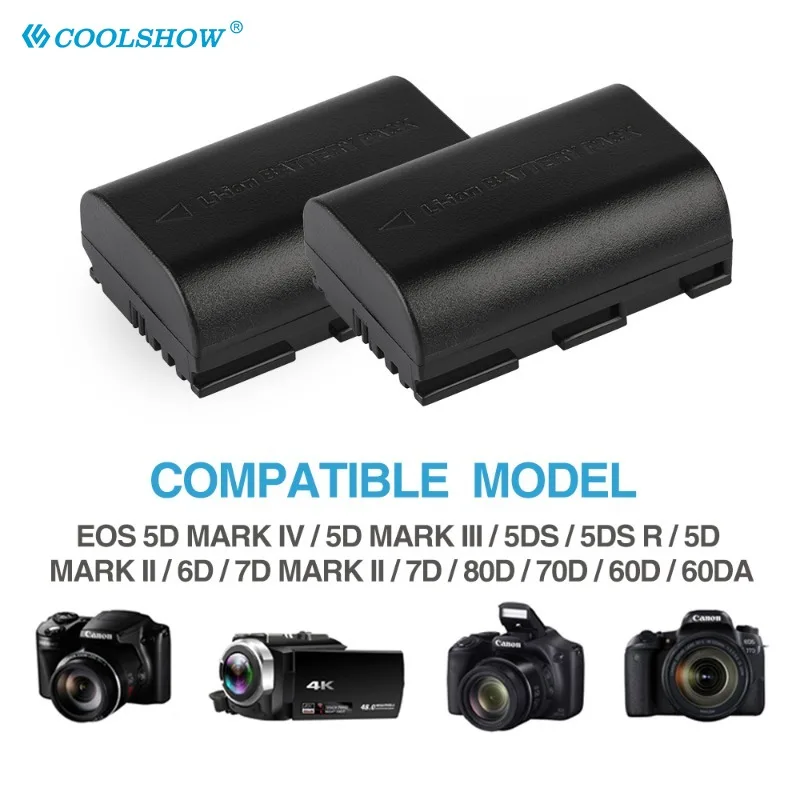 Аккумулятор 2200 мАч LP E6 LP-E6 для Canon EOS 6D 7D 80D 5DS R 5D Mark II III Аккумуляторы камеры