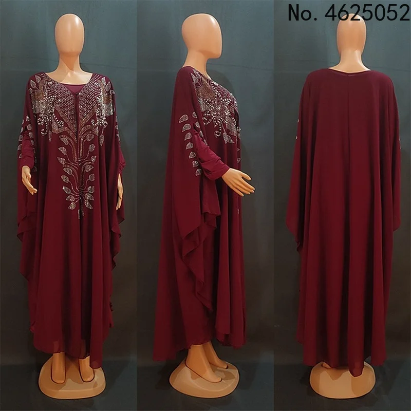 

Ramadan Abayas Dubai African Dresses for Women Vetement Femme 2022 New Dashiki Diamonds Boubou Robe Africaine Femme Kaftan Dress