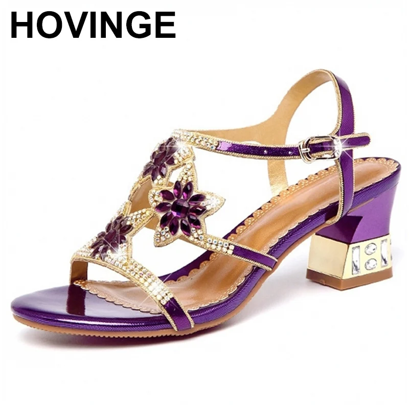 

Koovan Summer 2023 New Rhinestone Women's Sandals Female High Thick Heel Trend Fashion Diamond Shoes For Ladies Girls