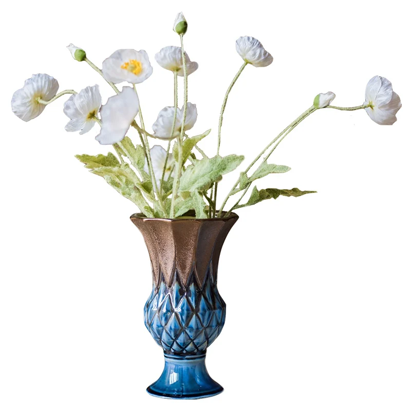 

Pineapple Underglaze Lattice Porcelain Bottle Column Basin Nostalgic Art Style Vase Flower Craft Ceramic Ornaments
