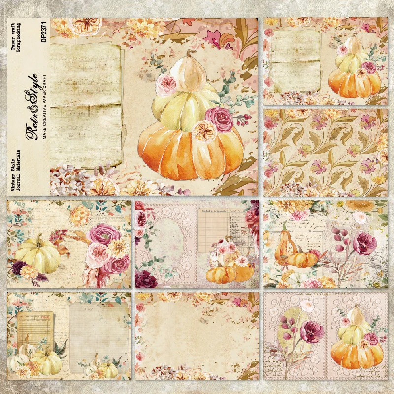 Panalisacraft 8 листов Размер A5 винтажный стиль тыква скрапбукинг Узорчатая бумага