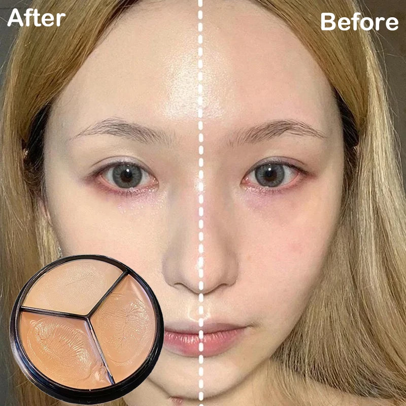 

3 Colors Concealer Palette Cover Dark Circles Acne Pores Foundation Face Makeup Cosmetic Moisturizing Whitening Concealer Cream