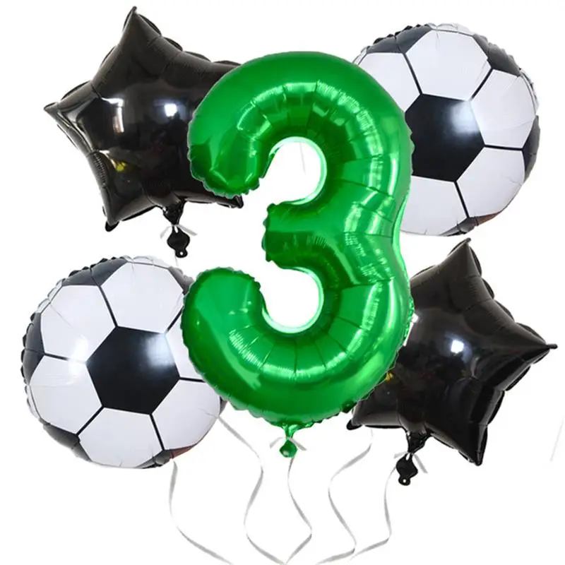 

Soccer Football Theme Number Aluminum Film Balloons Party Decorations for Kids Boys World Cup Soccer Birthday Party Supplies