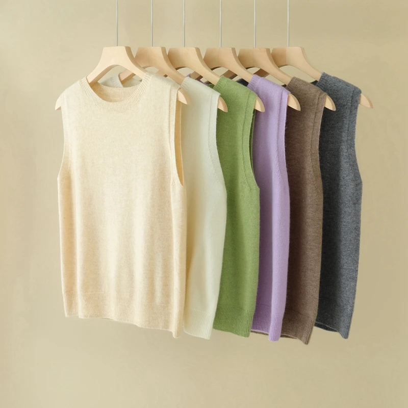 Женская трикотажная футболка с круглым вырезом кашемировая майка Модный