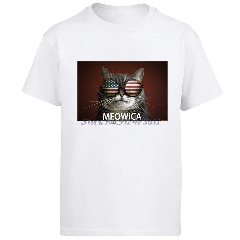 Футболка Meowica Merica с рисунком кошки 4 июля США американский флаг футболки коротким
