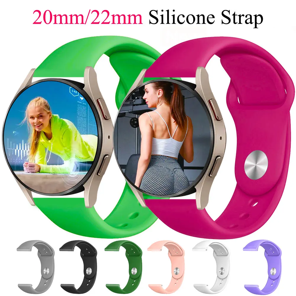 

20mm 22mm Silicone Strap For Samsung Galaxy Watch 5/5 pro/4 44mm 40mm Galaxy4 classic 46mm 42mm Sport Watchband Bracelet band