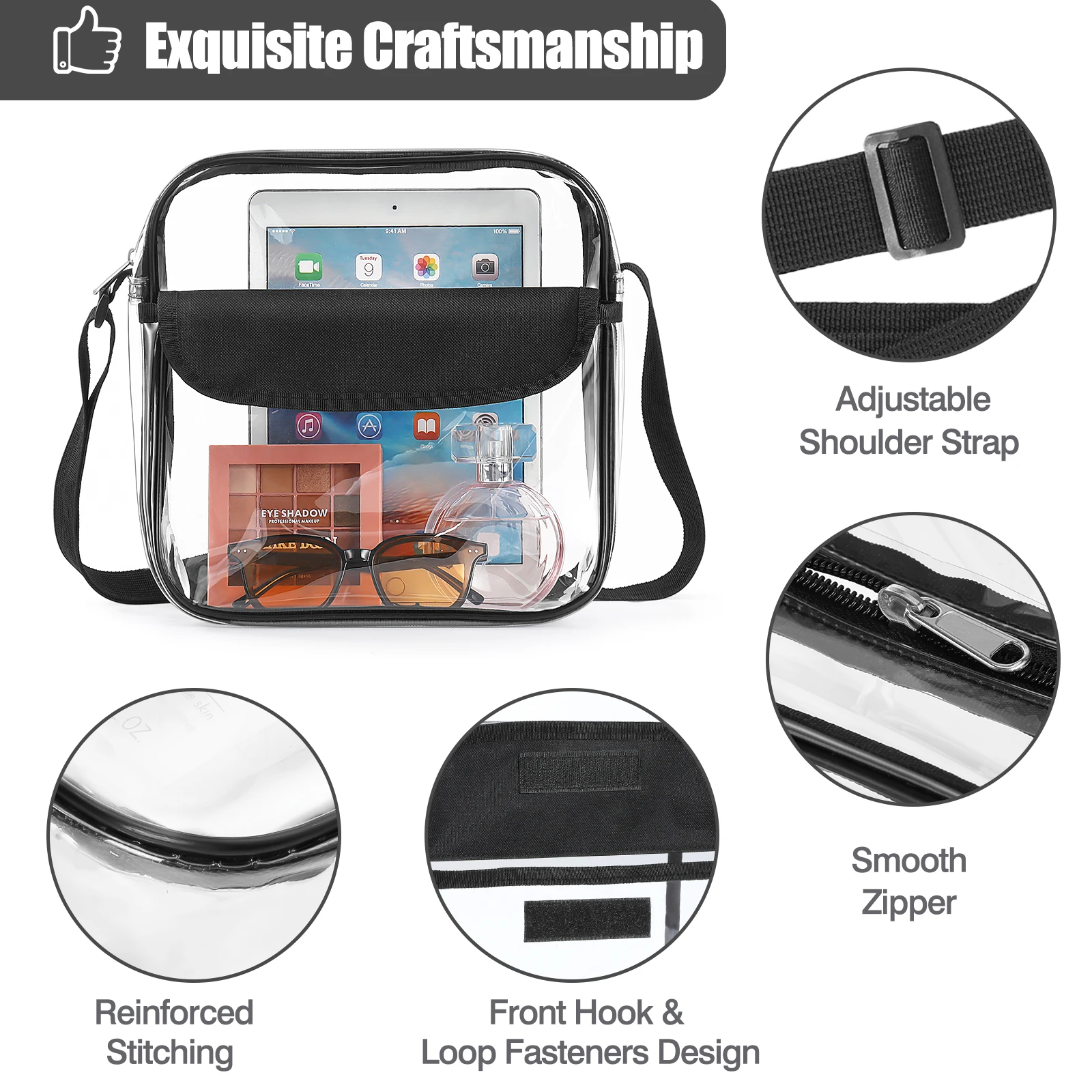 New Women PVC Clear Crossbody Bags Stadium Approved Transparent Shoulder Handbags PVC Harajuku Purses Phone Bag