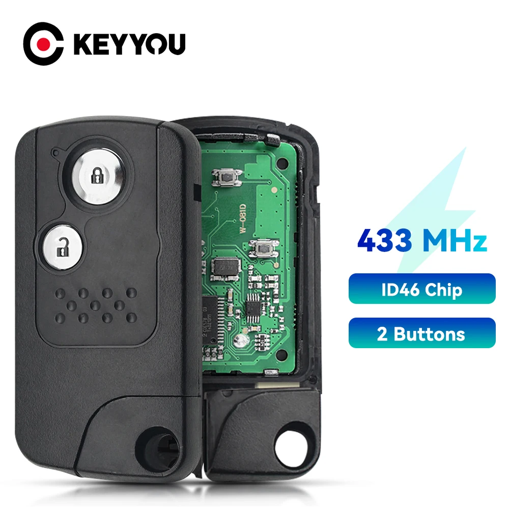 

KEYYOU For Honda CRV Accord Civic Odyssey Intelligent 2/3 Buttons Keyless Control Remote Car Key 313.8/433MHZ ID46 pcf7953 Chip