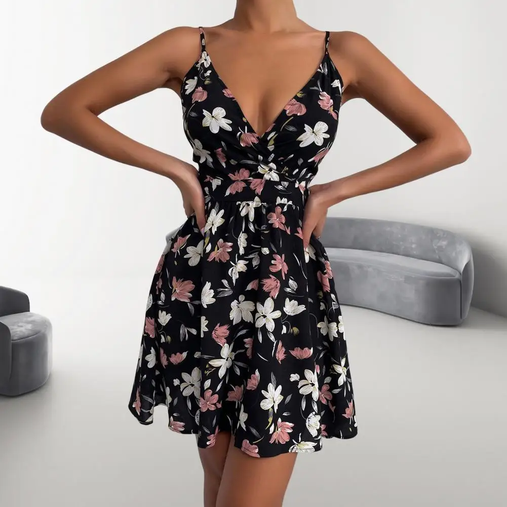 

Summer Print Dresses for Women 2022 Sleeveless Spaghetti Strap Sexy Backless Vestidos Casual Black Midi Dresses Woman Robe femme