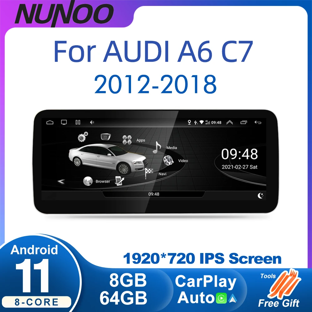 

Android 11 Car Screen Player For Audi A6 C7 A7 2012-2018 RMC MMI 3G GPS Navi Multimedia Stereo 8+64GB RAM WIFI 4G Google Carplay