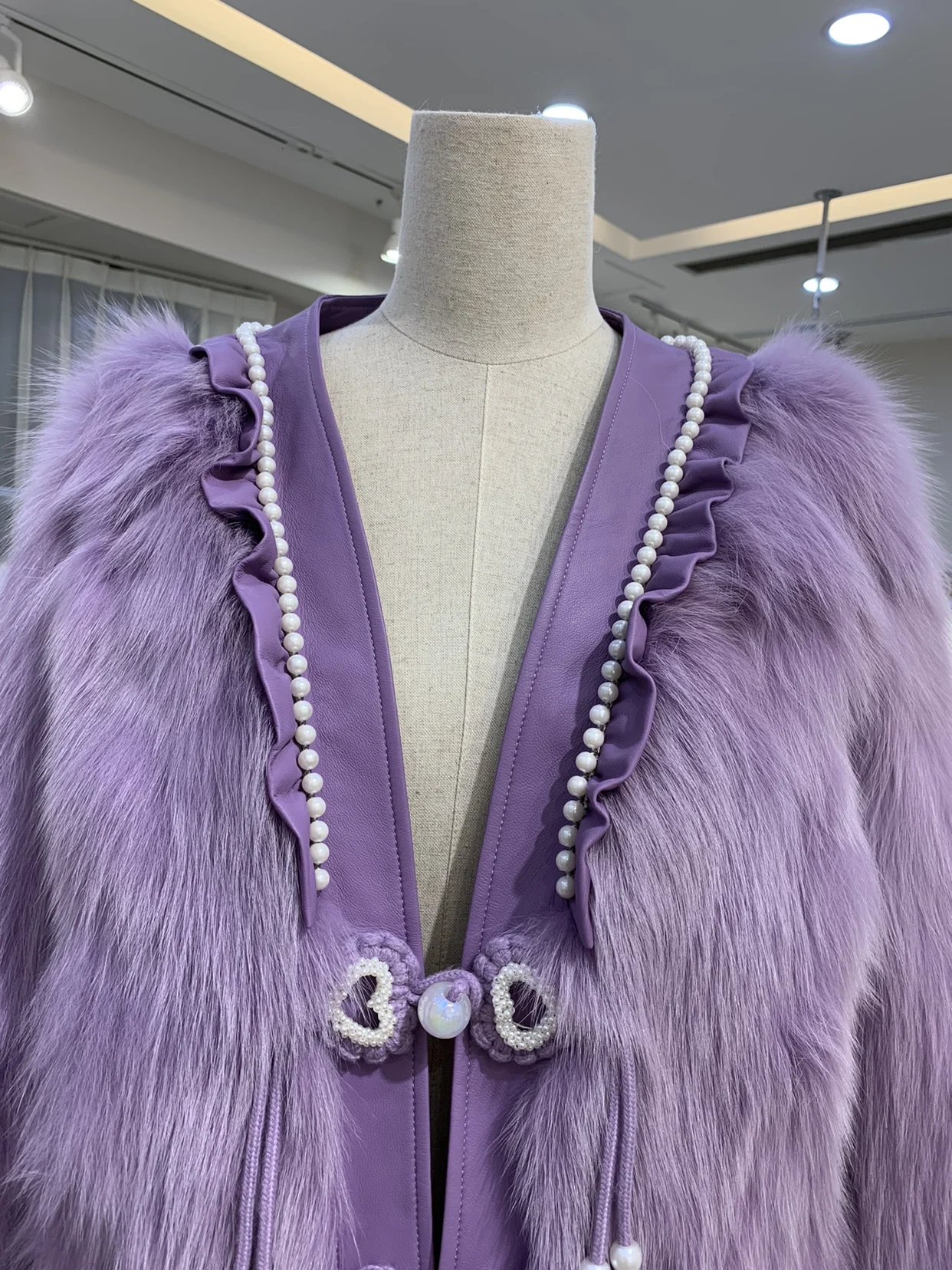Purple Pearls Fox Fur Coat Women Luxury 2023 Winter New Trendy High-end Pearl Buckle Fur Integrated Leather Fur Coats for Women