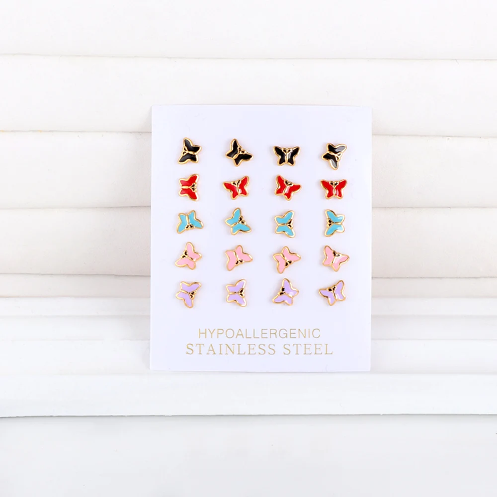 LUXUKISSKIDS комплекты сережек упаковка нержавеющая сталь романтический цветок