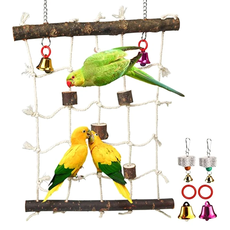 

5 Pieces Bird Toys Parakeet Rope Climbing Net Chew Toy for Lovebird Cockatiel