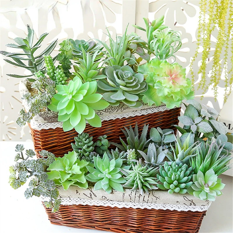 

Green Artificial Succulents Plants Desktop Mini Small Bonsai Bedroom Living Room Ornament Party Supplies Home Garden Decoration