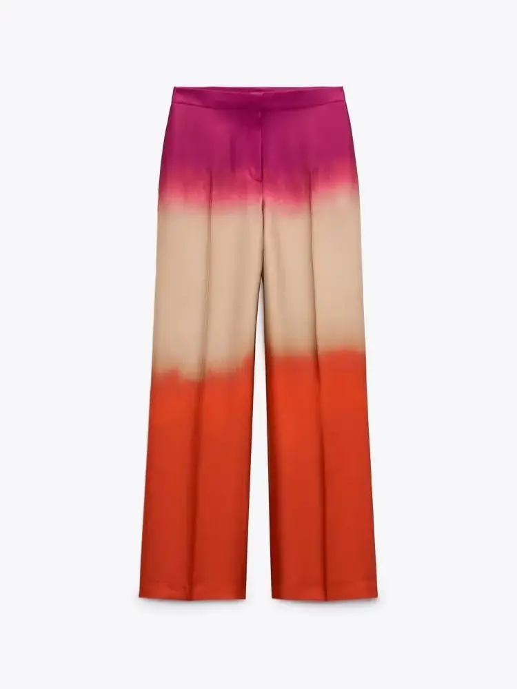

YLJHQX 2023 NEW Summer Women Tie Dye Zipper Pockets Decoration Casual Vintage Streewear Wide Leg Pants