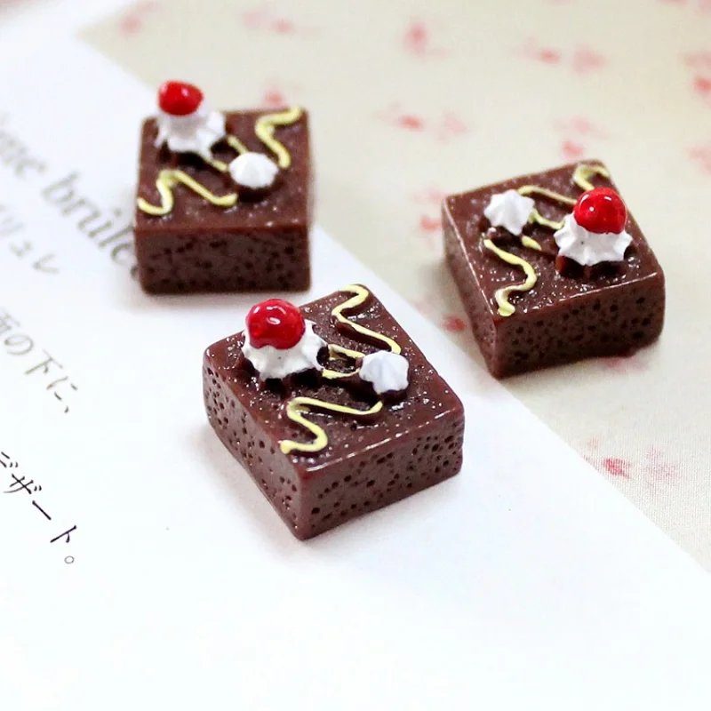 

10pcs Resin Chocolate Cake Mini Figurine Dollhouse Miniatures Scrapbooking Embellishment Accessories Kawaii Figures For Crafts
