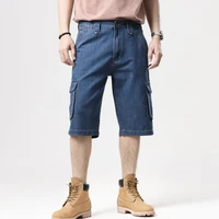 simple fashion casual loose multi pocket jeans mens shorts plus size shorts safari style summer shorts baggy jeans
