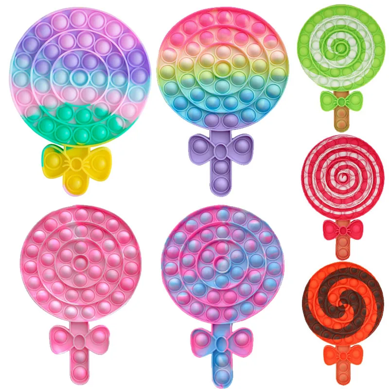 

Игрушка-леденец с радужными пузырями Tie Dye, игрушка-антистресс для сенсорных игр, силиконовый Поппер, игрушки-сжималки, Детский интерактивны...