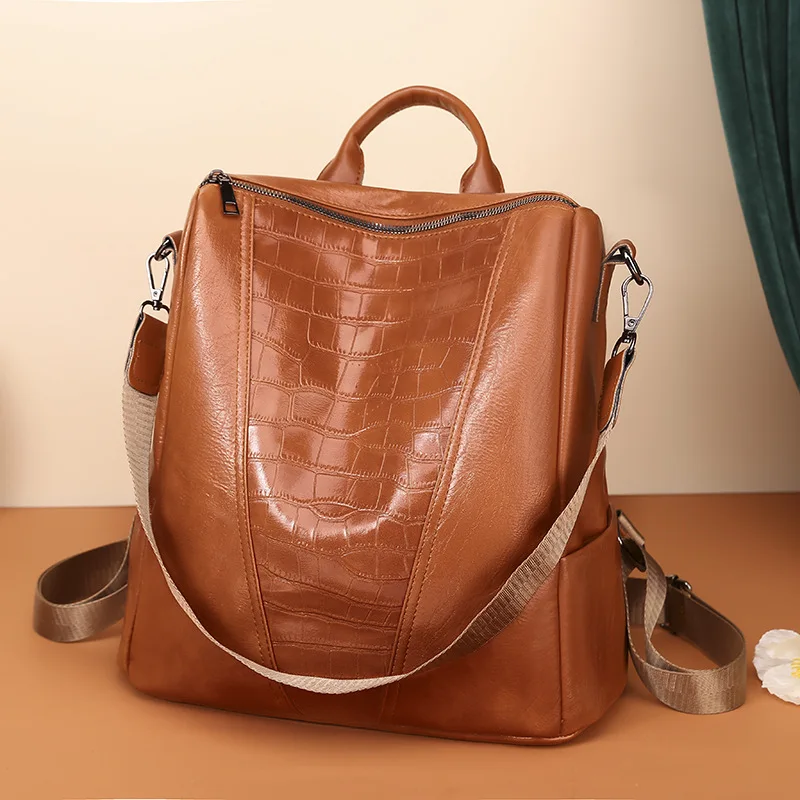 

Fashion Trend Back Backpack Stone Designer Handbag Women'S Leather Casual Vintage Tote Large Shoulder Bag For Ladies Girl Travel
