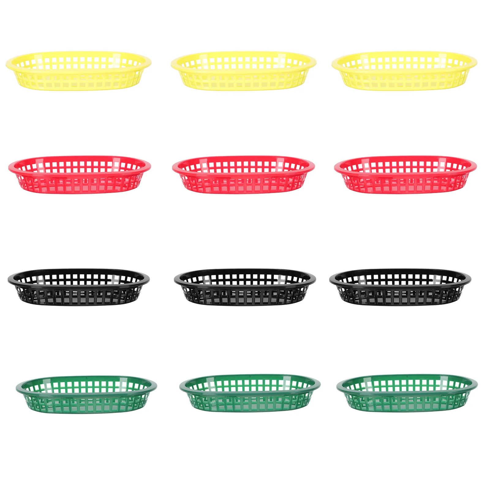 

12 Pcs Woven Tray French Fries Hamburger Basket Fast-food Storage Boat-shaped 23.5x15cm Serving Fruit Plate Plastic Pastry