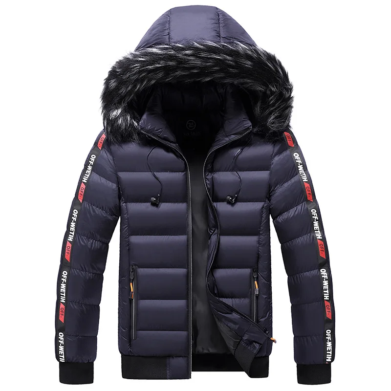 Men Winter Warm Men Hooded Parkas Jacket Coat Men Fur Collar Thick Fleece Parkas Men Outerwear Wool Windproof Down Jacket Coats