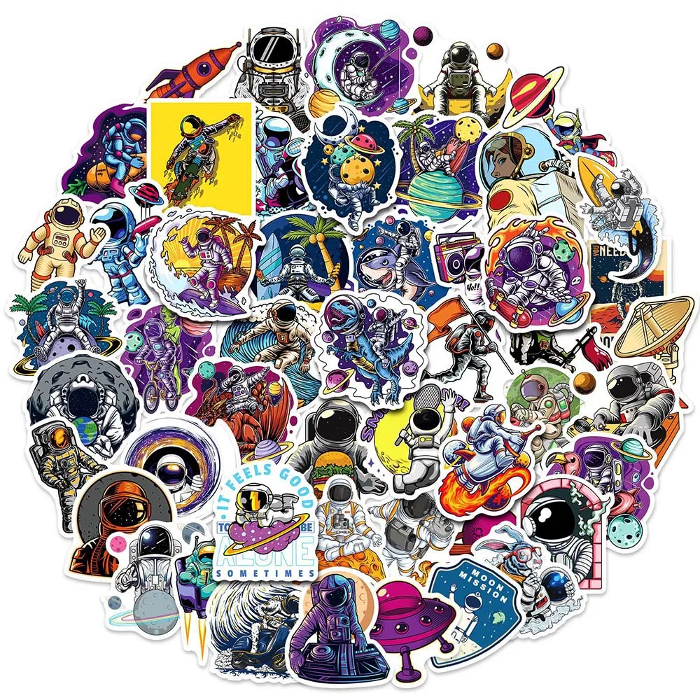 

10/50 Pcs Planet Exploration Astronaut Graffiti Stickers Laptop Scrapbooking Pencil Case Decoration DIY Waterproof Sticker Decal