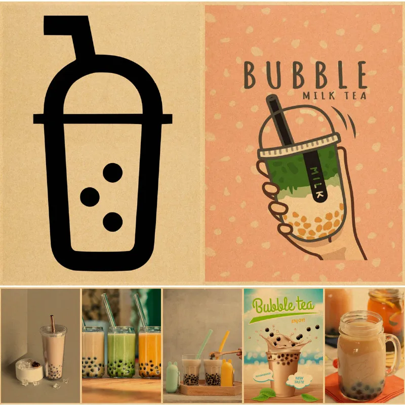 

Чайный знак, чайный постер Boba, забавный чайный пузырь, художественный принт, декор для спальни, Настенный декор Boba, чайная Наклейка на стену, ...