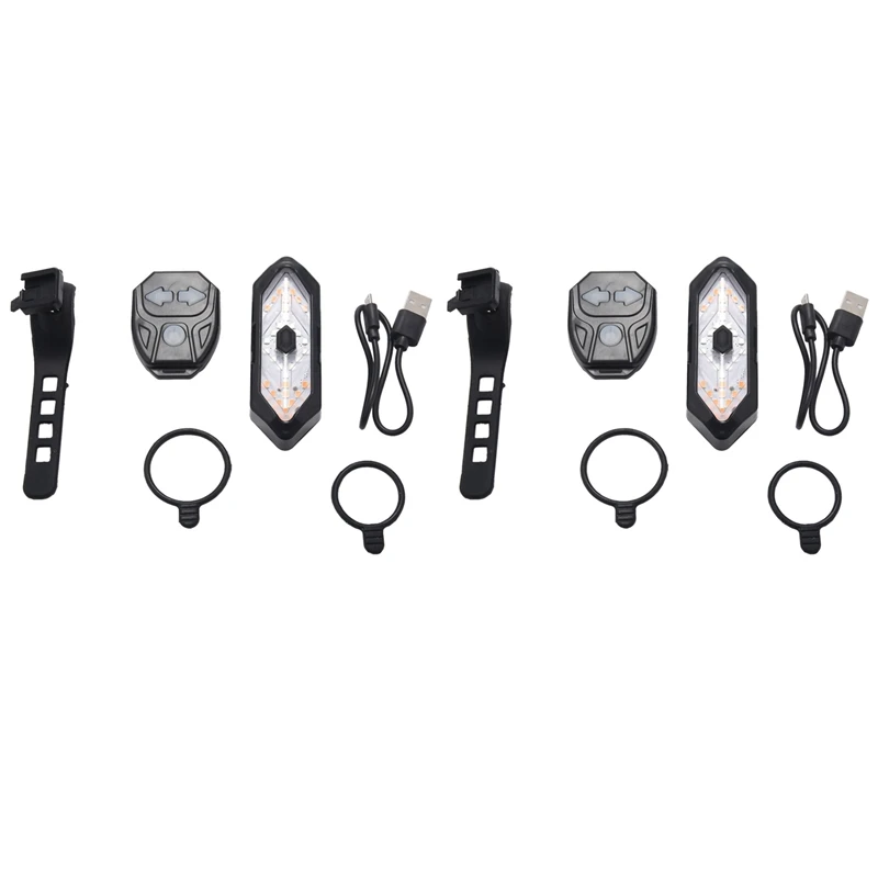 

4X Bike Turn Signals Remote Control Bicycle Direction Indicator MTB LED Rear Light USB Rechargeable Cycling Taillight