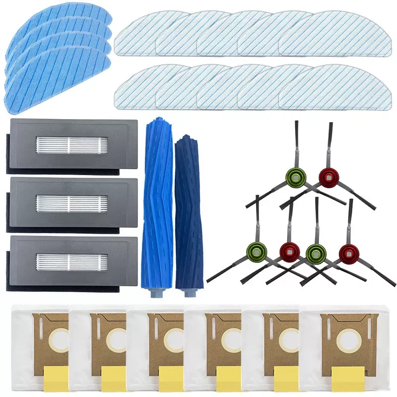 

For ECOVACS Deebot OZMO T9 AIVI / T9 AIVI + Vacuum Cleaner Rubber Main Roller Brush Filter Side Brushes Mop Cloth Dust Bag Mops