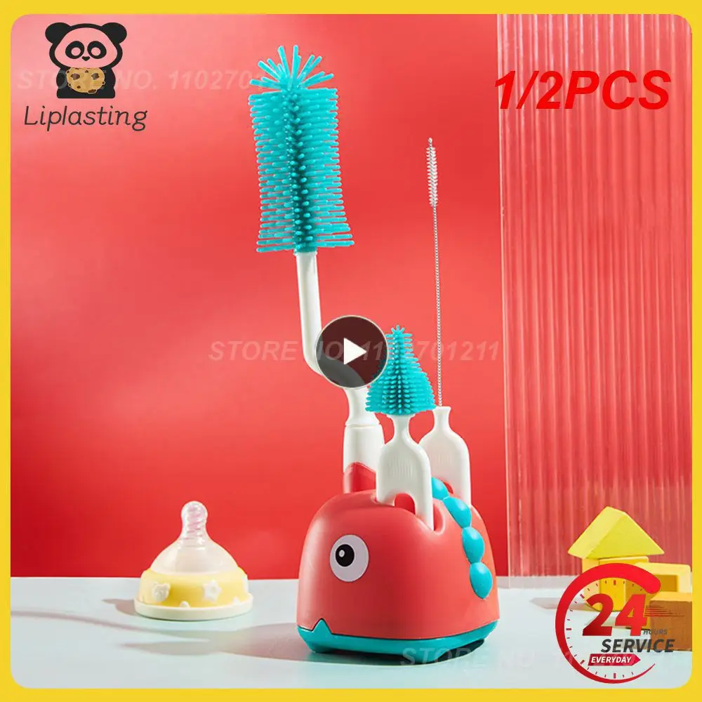 

1/2PCS Silicone Bottle Cleaning Brush Baby Pacifier Straw Scrubber Small Brush 360 Degree Glass Cup Washing Kitchen Cleaning