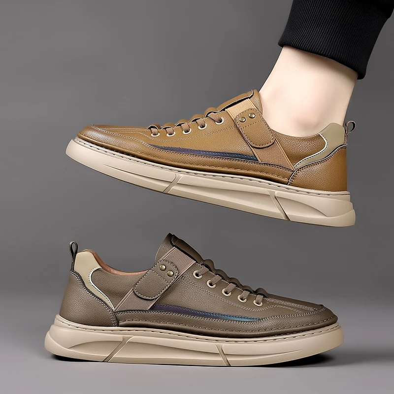 Новые брендовые весенние мужские оксфорды из дышащей кожи на плоской подошве