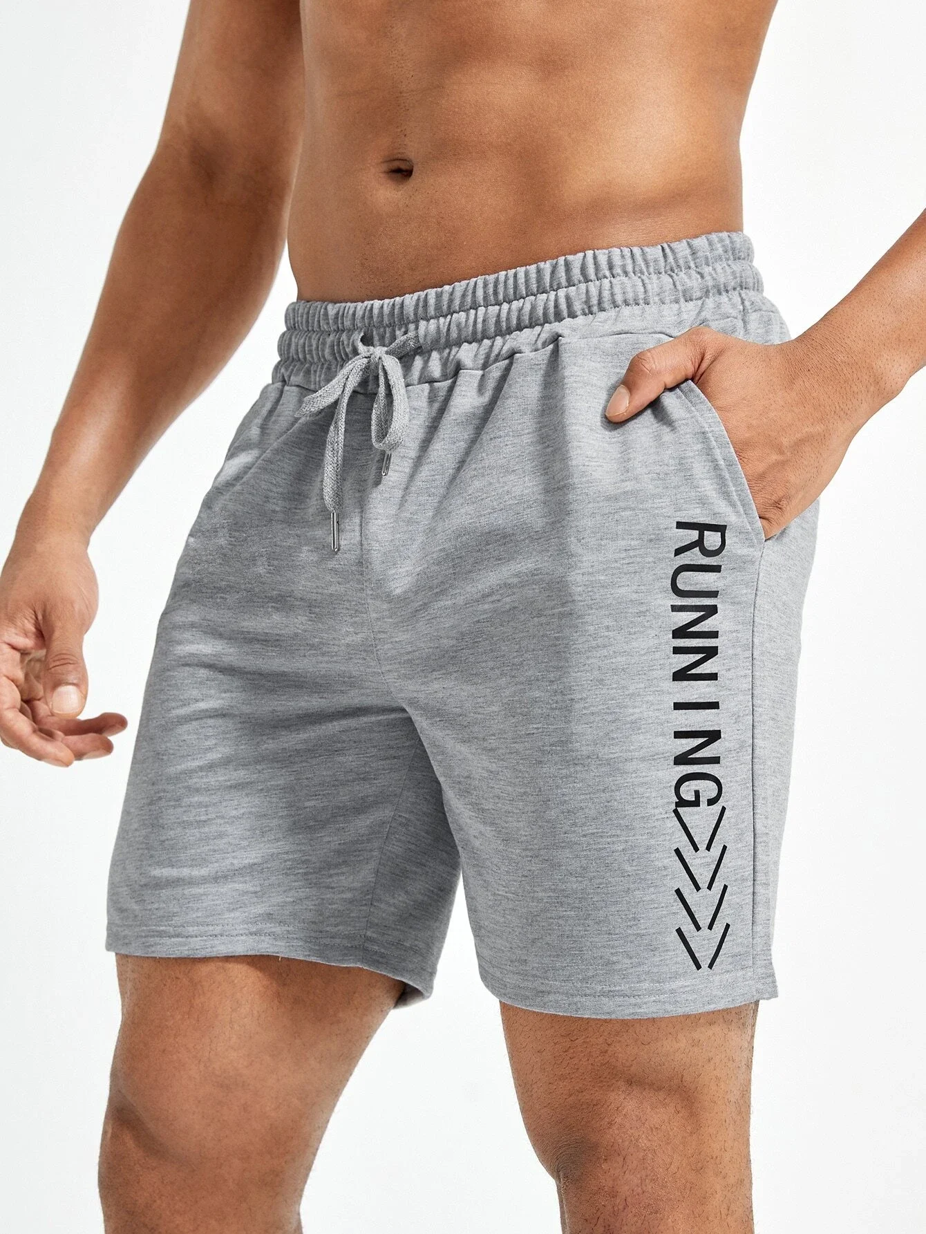 

Men Letter Graphic Drawstring Waist Sports Shorts