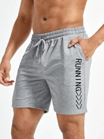 men letter graphic drawstring waist sports shorts