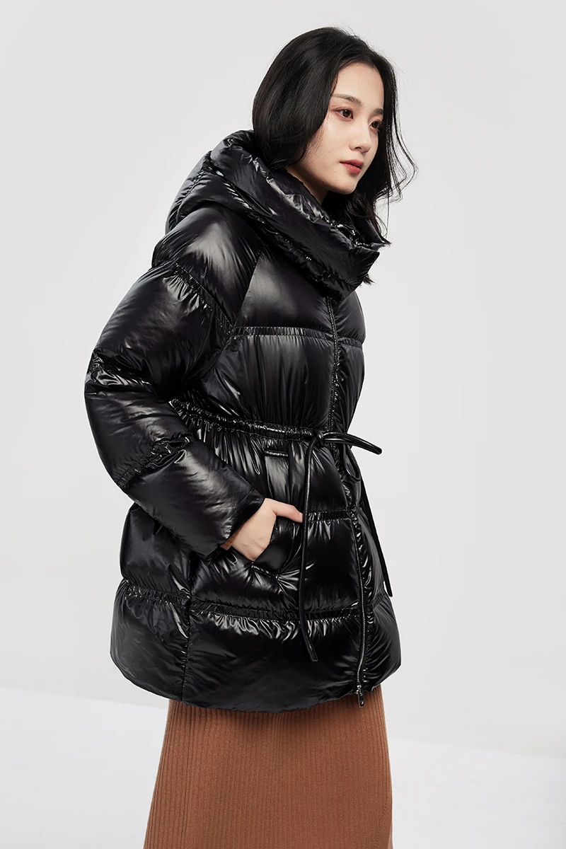 90% White Duck Down  Puffer Jacket Women  Coats  High Street  Winter  Zipper  Slim  Pockets Hooded Casaco Feminino