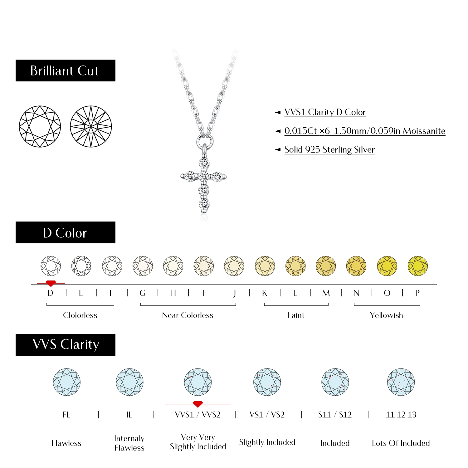 Фото Ожерелье с подвеской MODIAN D Color Moissanite из стерлингового серебра 925 пробы, маленькая цепочка с крестиком, минималистичные изысканные ювелирные изделия, подарочная коробка для женщин №4