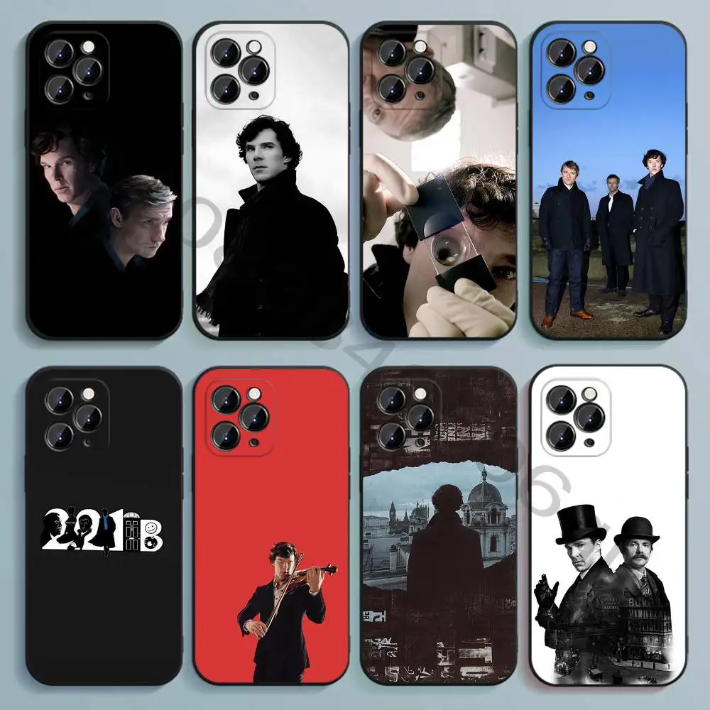 Фото Чехол для телефона S-Sherlock из мягкого черного TPU с принтом для iPhone 17 16 15 14 13 12 11 Pro Max Mini Plus E №1