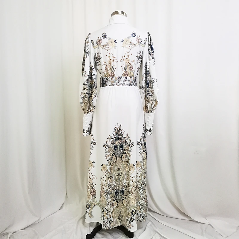Eid Dress Printed Dubai Turkish Abaya For Women 2022 With Belt Long Sleeves Muslim Floral Islam Hijab Malaysia Traditional Dress