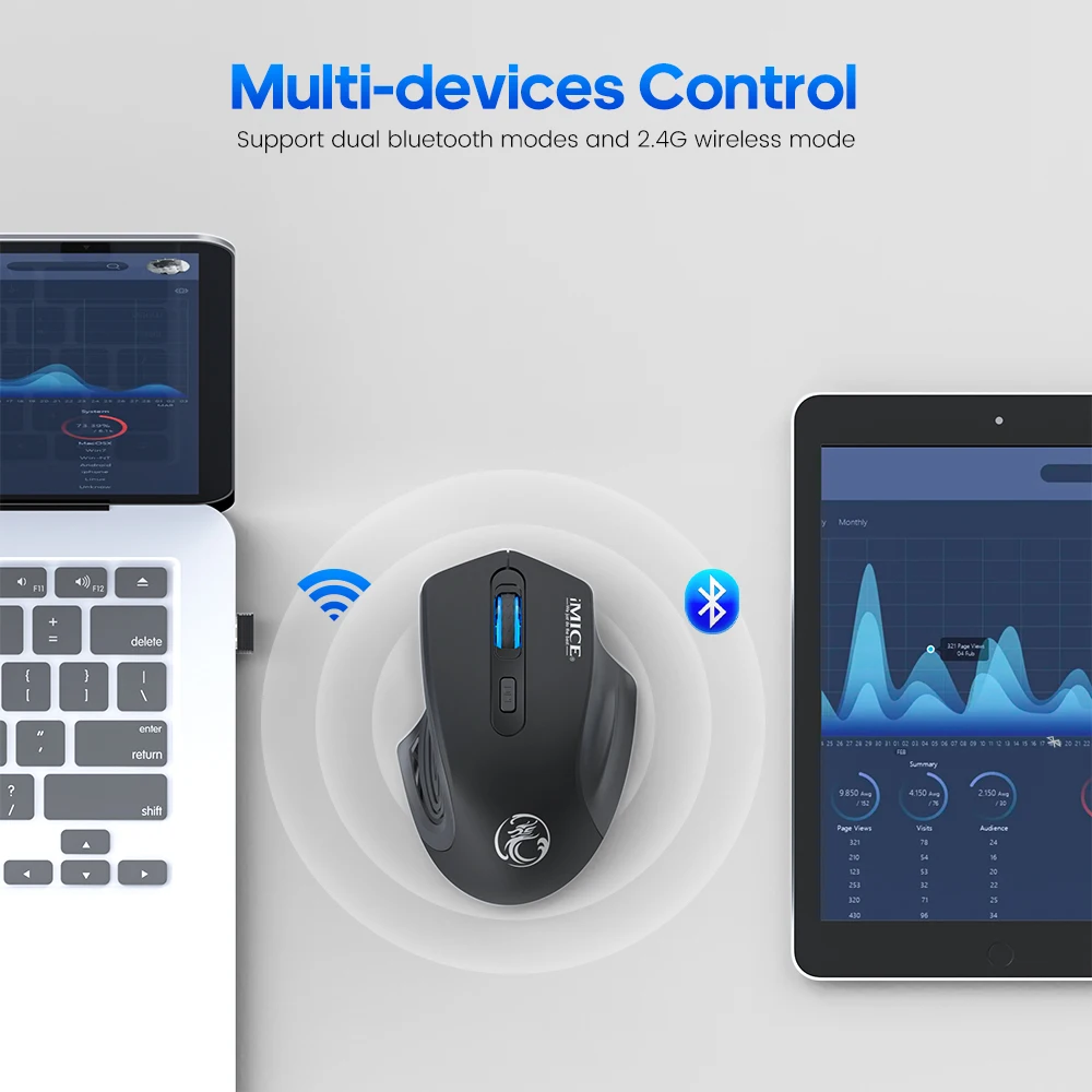 Беспроводная мышь беспроводная Bluetooth геймерская перезаряжаемая игровая