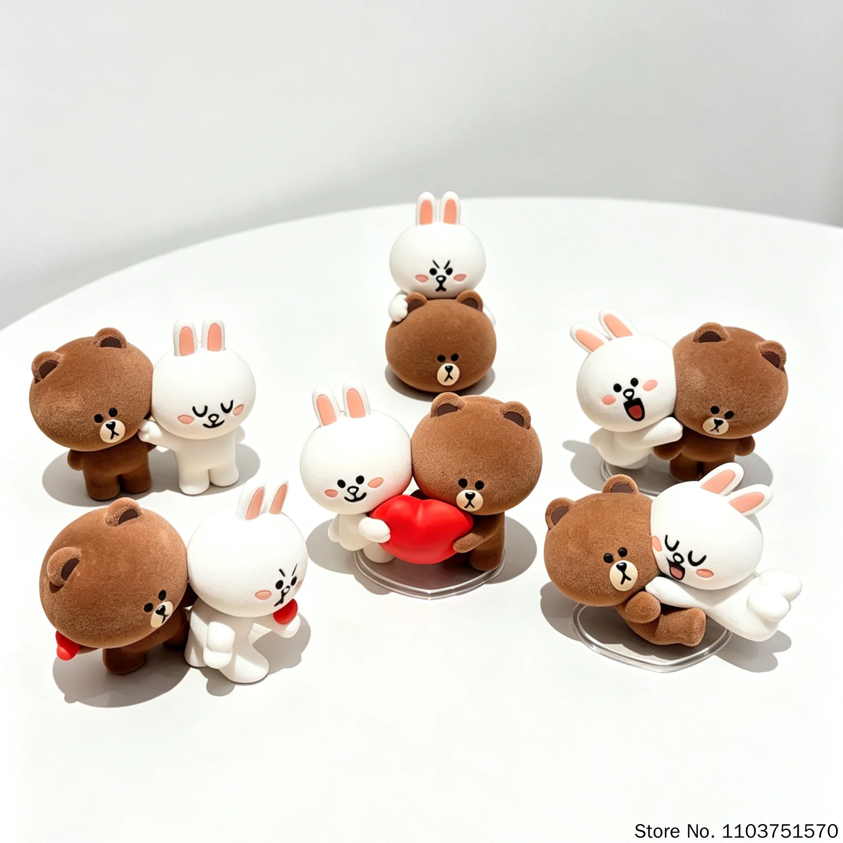 Фото Коллекционная мини-фигурка Line Friends из серии I Heart You, флокированная, модная игрушка, украшение для рабочего стола, подарок для пар №3