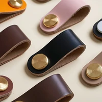color thickened leather single hole handle leather case handle drawer wardrobe cabinet door brass decoration cabinet door handle